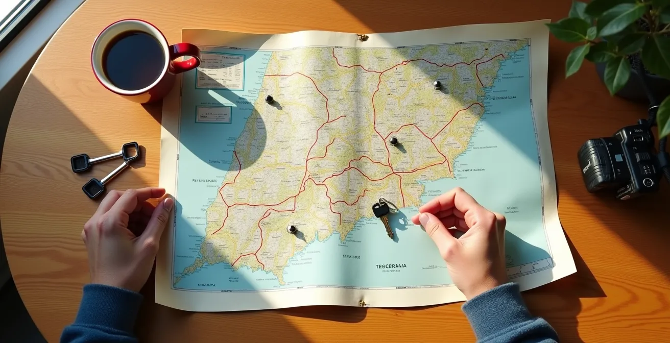 Planification d'un itinéraire de road-trip moto avec carte et outils de navigation