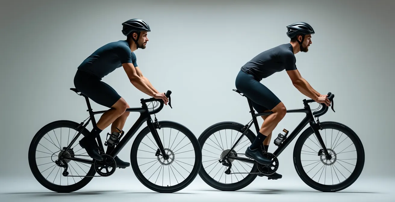 Position correcte du cycliste VTT vue de profil