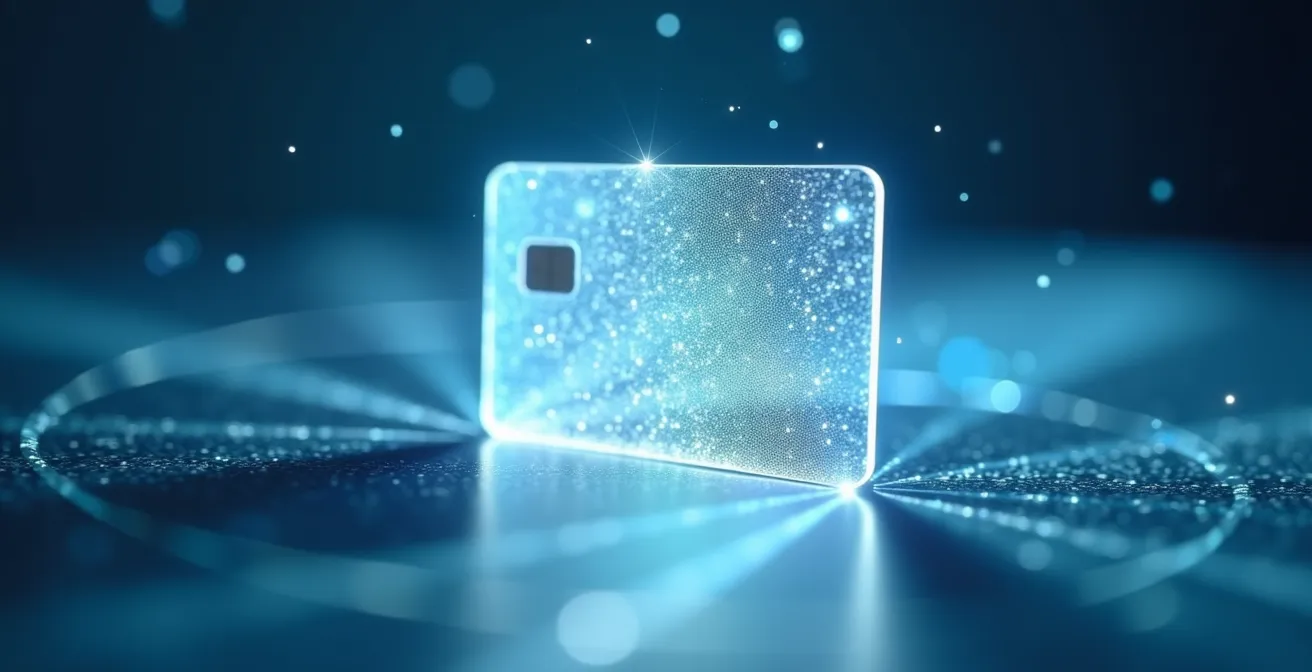 Représentation visuelle d'une carte virtuelle holographique flottante avec bouclier de sécurité